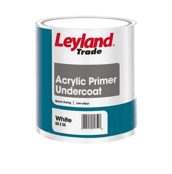 Leyland Trade Acrylic Primer Undercoat Paint White 750ml PaLeylandck of 2