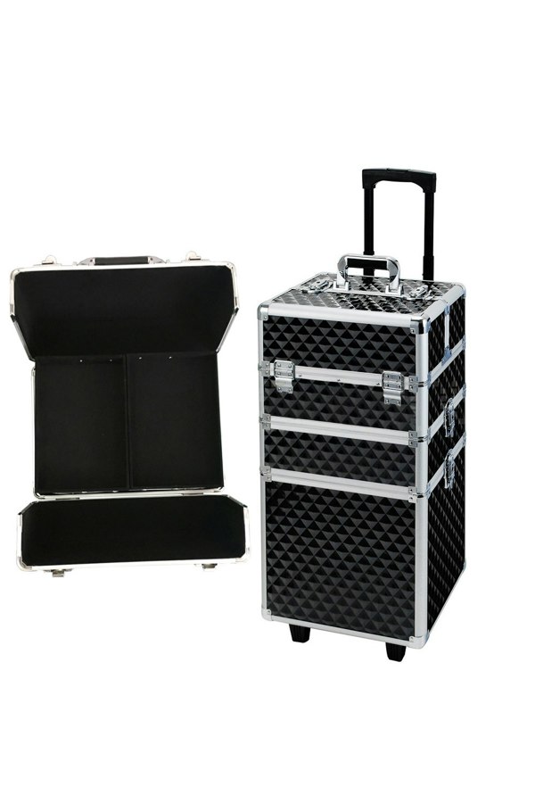 Living and Home 3 in 1 Diamond Pattern Cosmetic Makeup Train Case