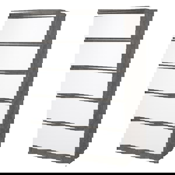Furniture To Go Naia Chest of 5 Drawers in Concrete and White High Gloss