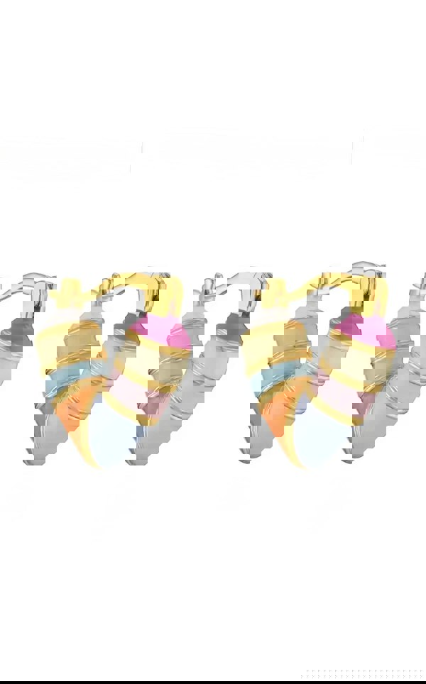 Luxe Tones Capri Candy Stripe Enamel Mini Heart Hoop Earrings