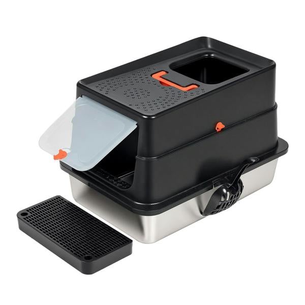 Skylos Cat Litter Box Stainless Steel Large Enclosed Toilet Tray Anti-Splashing