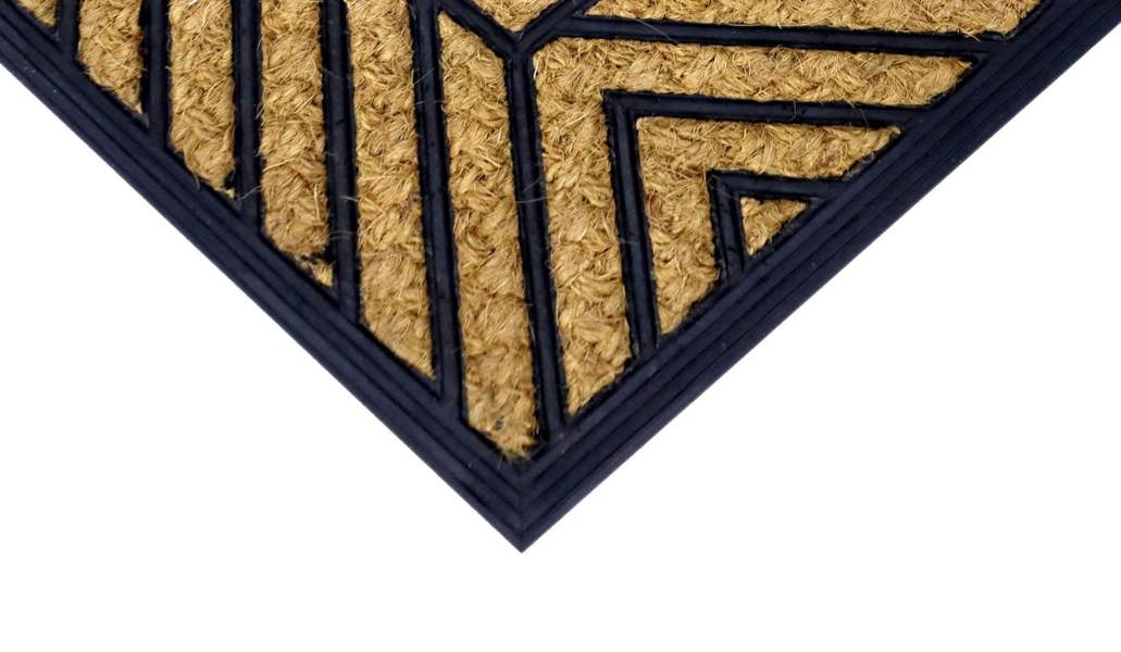 A.Unique Home 8mm Coir Doormat Non-Slip PVC Back - Welcome Stripe 40x80cm