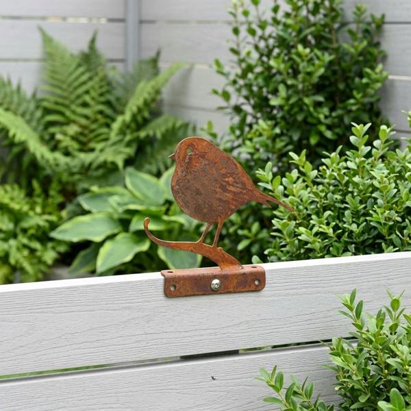 Garden Greatness Robin On Branch Garden Fence Decoration