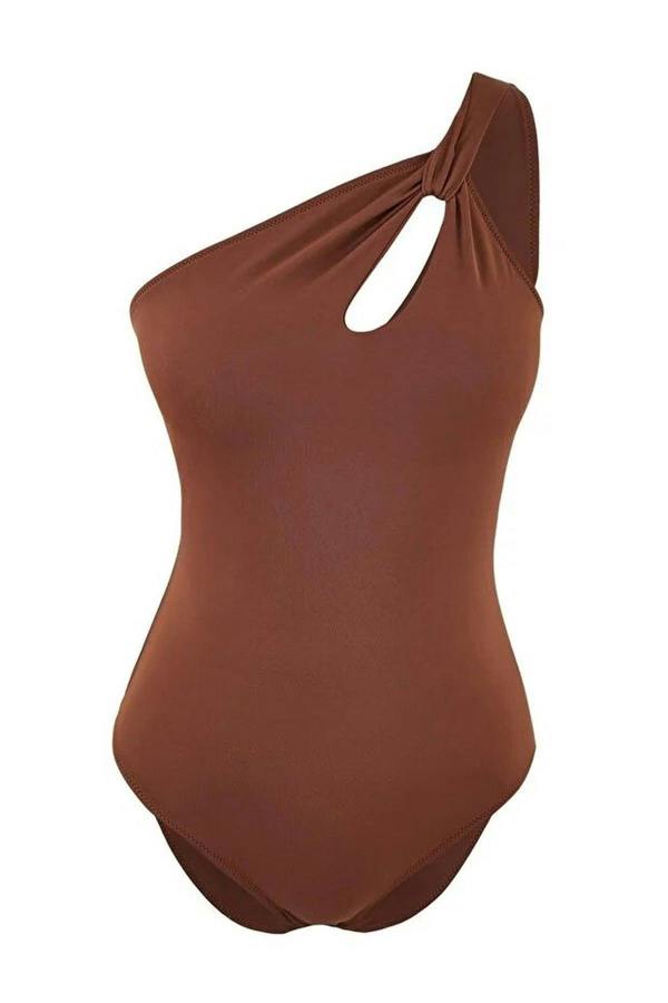 WOVCOR One Shoulder Cut Out Detail Padded Regular Swimsuit