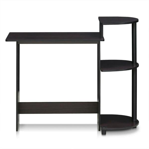 WALPLUS Compact Computer Desk with Shelves, Dark Walnut Crafted for Practical Use and Stylish Living Spaces | 11181DWN