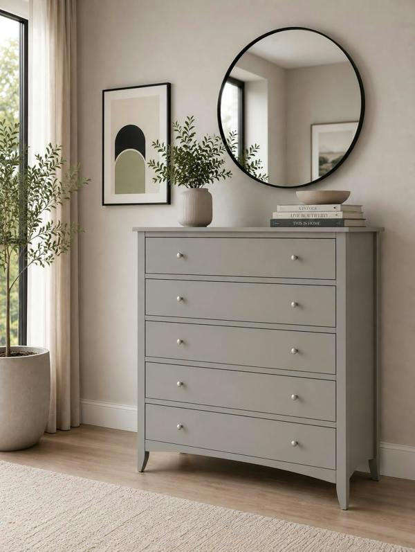 Statement Furniture Edward Hopper Modern Chest of Drawers, 5 Drawer Assembled Wooden Storage