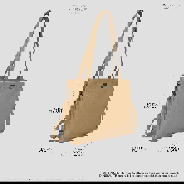 Assots London 'DEBRA' Camel Pebble Grain Real Leather Crossbody Shoulder Bag