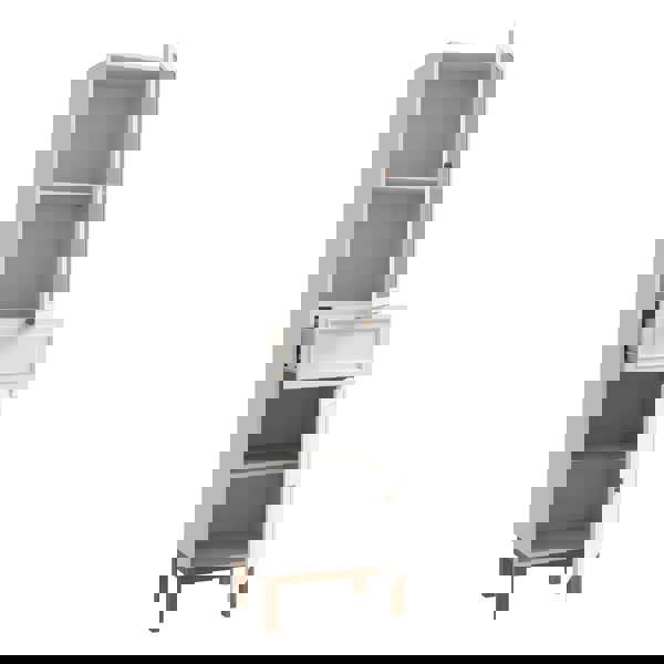 Furniture To Go Wensley Display Cabinet with 1 Door 1 Drawer and  1 Glass Door in Light Grey and Oak