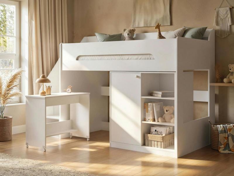 Stepaside Staircase High Sleeper Work Station White