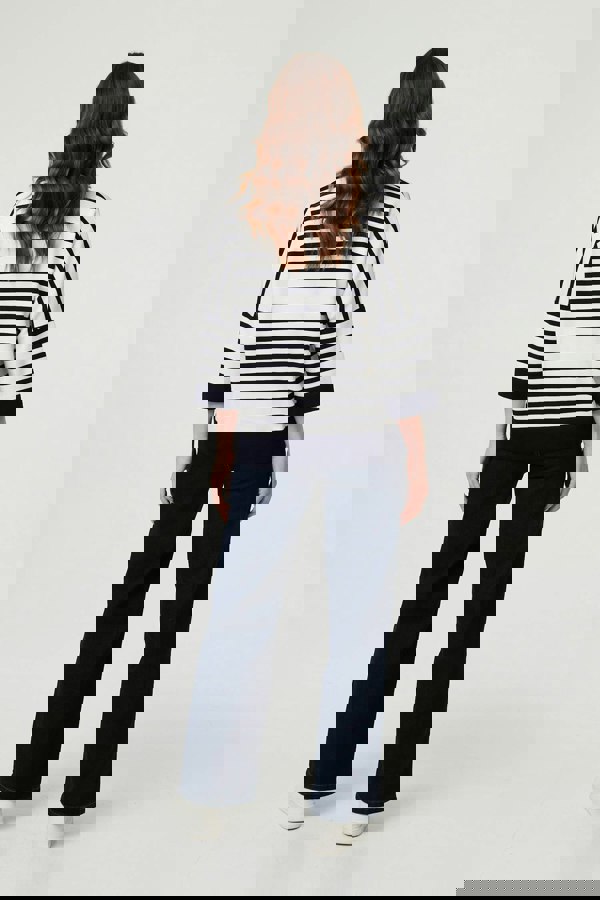 Navy | Striped Oversized Drop Shoulder Top
