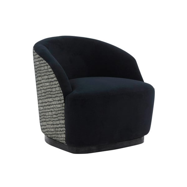 Furniture Edit Reese Black Velvet Swivel Accent Occasional Chair