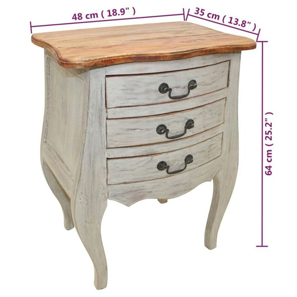 Berkfield Bedside Cabinet Solid Reclaimed Wood 48x35x64 cm