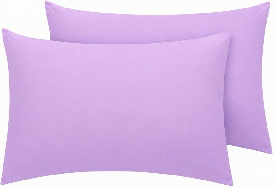Night Zone Housewife Polycotton Pillowcases Pair – Plain Dyed Easy Care Bed Linen - Lilac