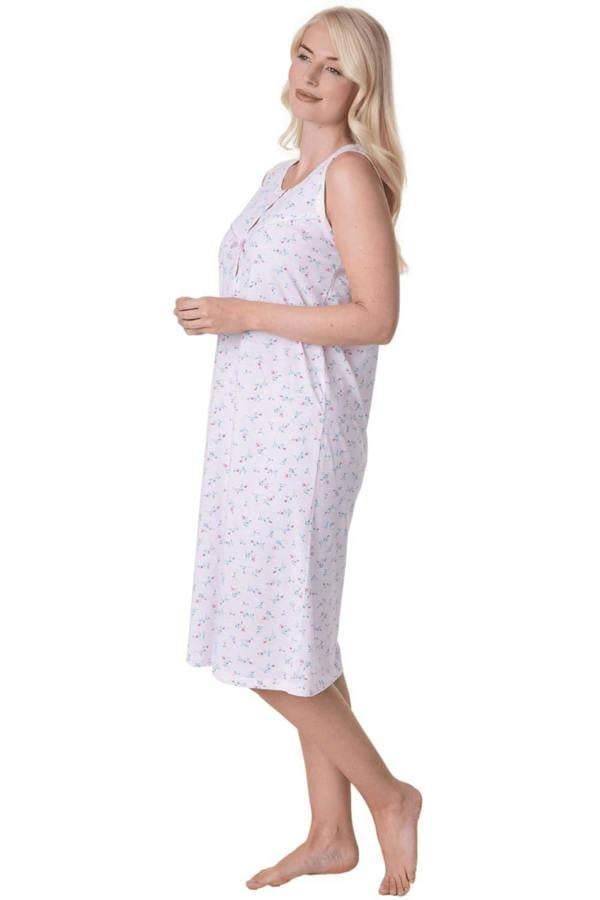 Womens Polycotton Sleeveless Floral Nightdress 
