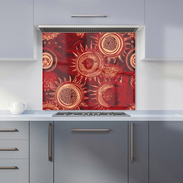 Warren Reed - Designer Abstract Red Moon and Sun Kitchen Splashback