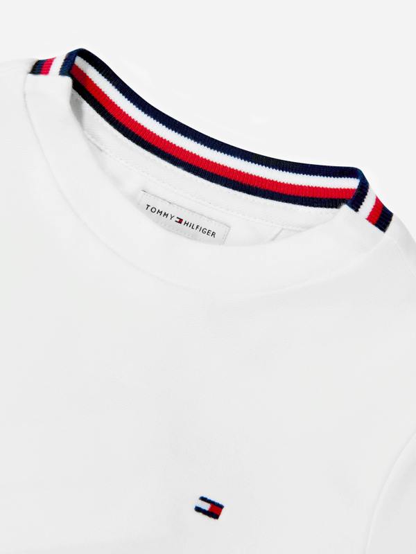 Tommy Hilfiger Boys Tape Detail Pique T-Shirt in White