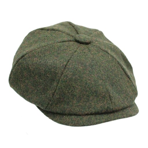 Heather Hats & Accessories British Wool Tweed 8-Panel Flat Cap, Satin Lining, Outdoor Wear, Fern Green