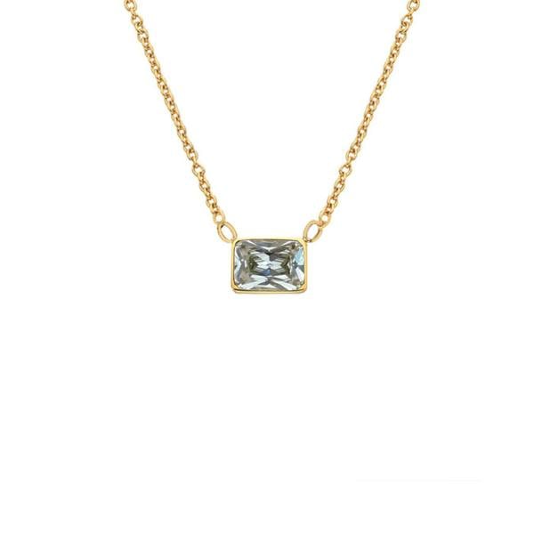 Say It With Emerald Cut Birthstone Necklace - Yellow Gold