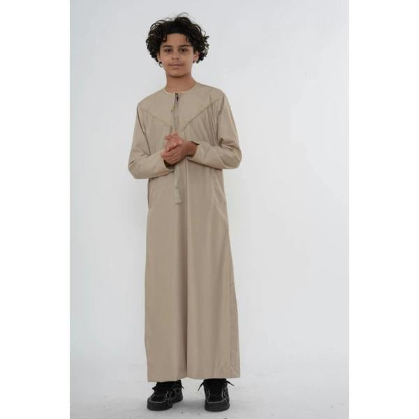 TT-007 - Boy's Emirati Omani Gold Embroidery Thobe - Beige - Thobez - 12