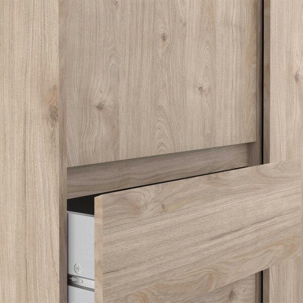 Wyld Haus Budapest Natural Oak Effect Wood Wardrobe 2 Doors 3 Drawers