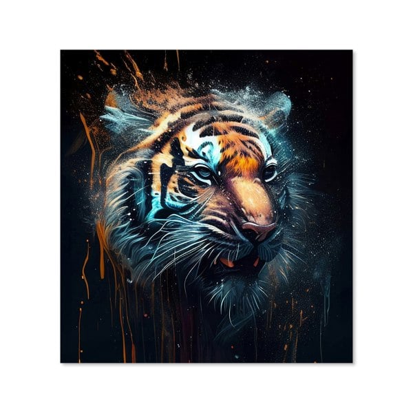 Warren Reed - Designer Tiger Face Splashart Dark Background Kitchen Splashback