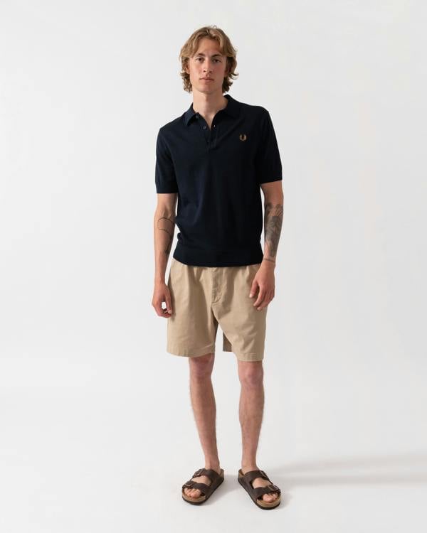 Fred Perry Mens Cotton Knitted Shirt - Navy 608