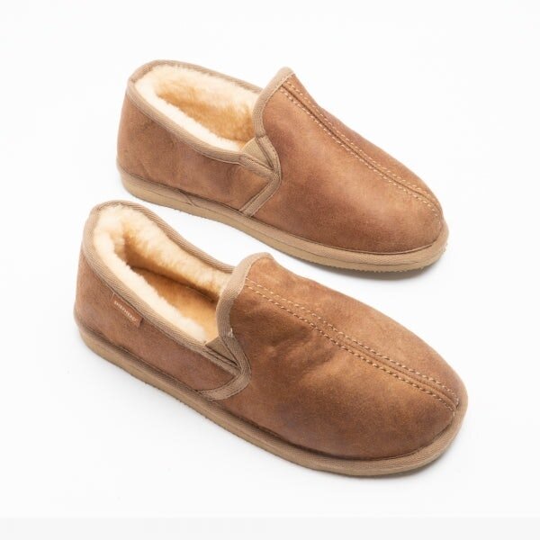 Shepherd BOSSE Mens Sheepskin Full Slippers Brown