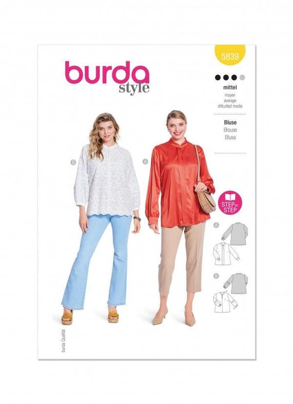 Burda Sewing Pattern 5839 Tops For Women, 18-28 (44-54) - Intermediate