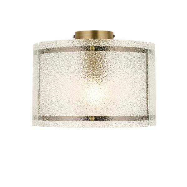 Pagazzi Lighting Traynor Clear And Antique Brass Flush Ceiling Light