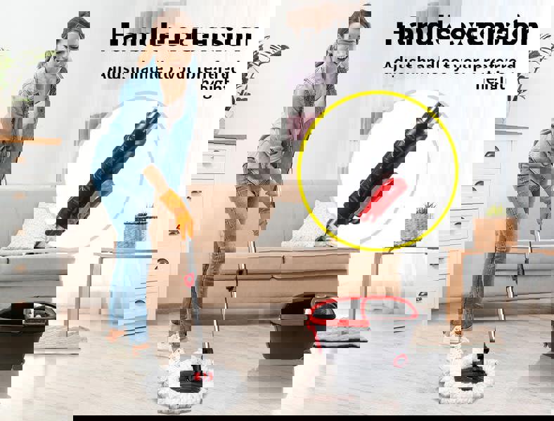 Cleanflo Spin Bucket Set Wet Dry Stainless Steel 360Â° Rotating 2 Floor Mop Head