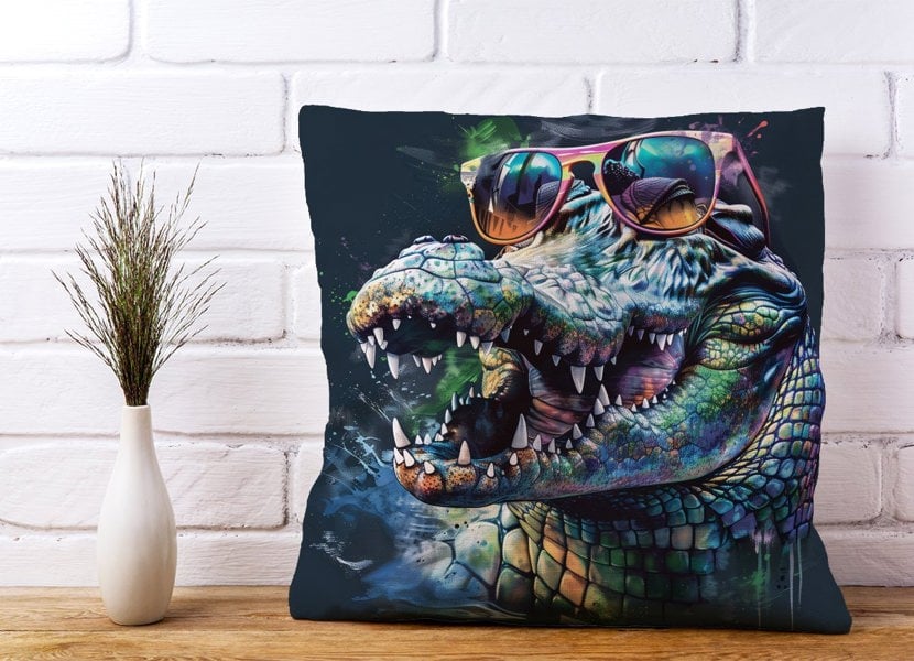 Warren Reed Crocodile In Glasses Splashart Cushions