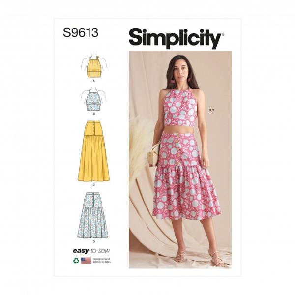 Simplicity Sewing Pattern 9613, Tops, Skirts for Women, D5 (4-6-8-10-12) - Easy