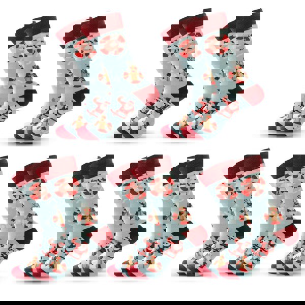 Anyfootwear 5 Pairs Red and Light Blue Size 5-13 Socks Crystal Silk Tide Winter Holiday Plus Snowflake Stocking Comfortable To Wear