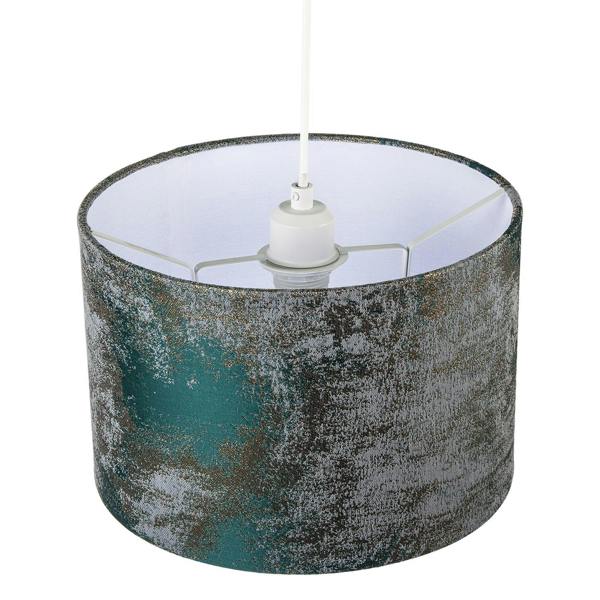 Forest Green Jacquard Fabric Lamp Shade with Metallic Gold Highlights Image 3