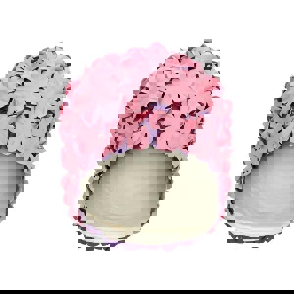 Pink Fashy Flower Rubber Swim Cap with purple trim