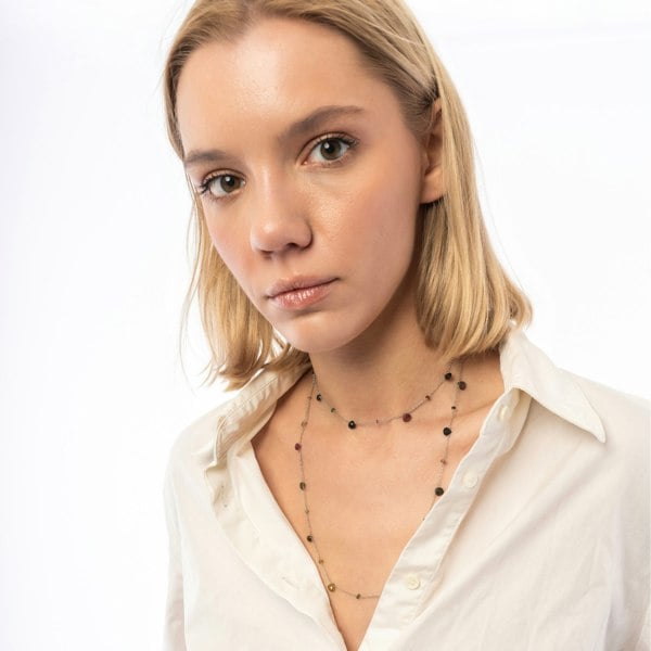 Spero London Sterling Silver Fine Tourmaline Long Necklace