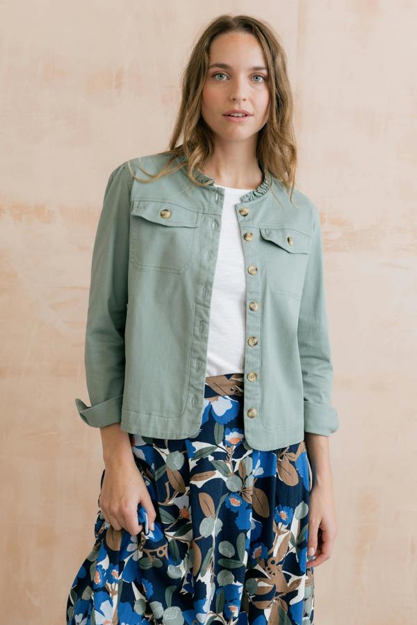 Lily & Me Seren Stretch Cotton Twill Jacket Silver Sage