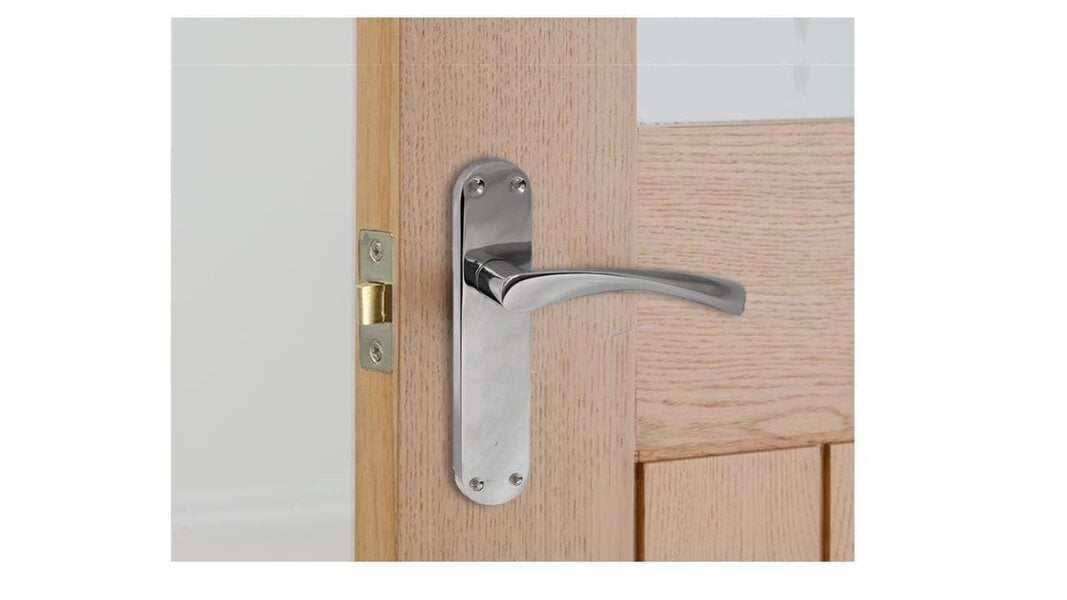 EDH Door Hardware Polished Chrome Twist Door Handle,Interior Latch Lever on Long Back Plate