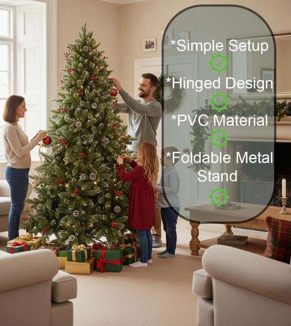 4ft to 8ft Stockholm Pine Artificial Christmas Trees with Berries, Frosted Cones and Mixed Tips image 2