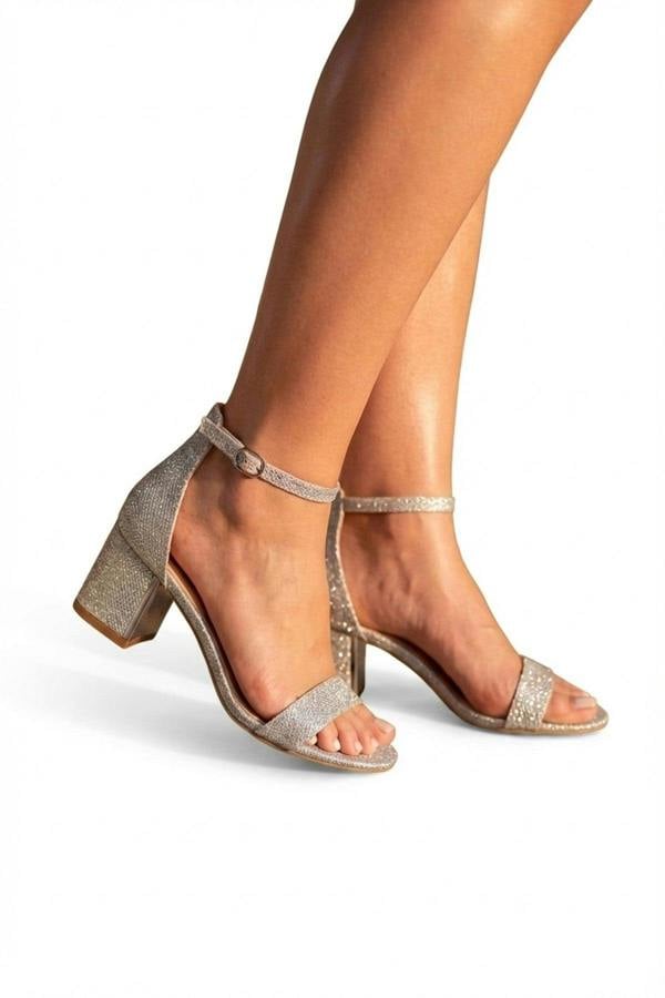 Bella Womens Glitter Block Heel Sandals - SILVER_wb