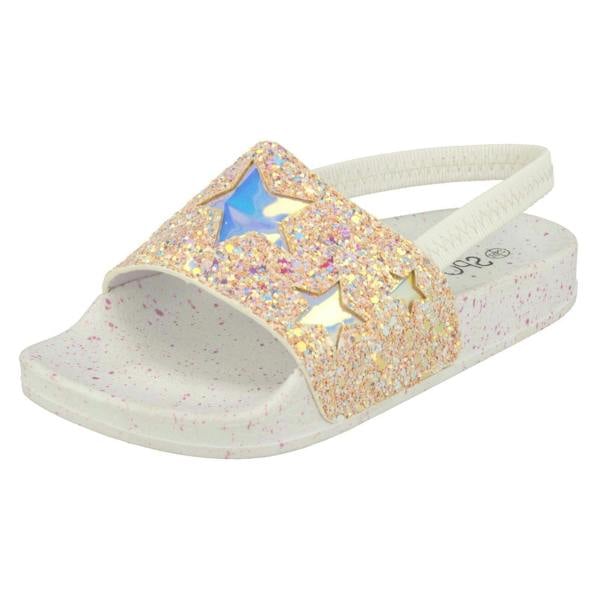 Spot On Girls Spot On Slingback Glitter Sliders