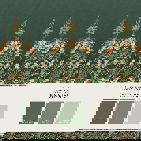 William Morris At Home Strawberry Thief Fixed Size Mural | Green