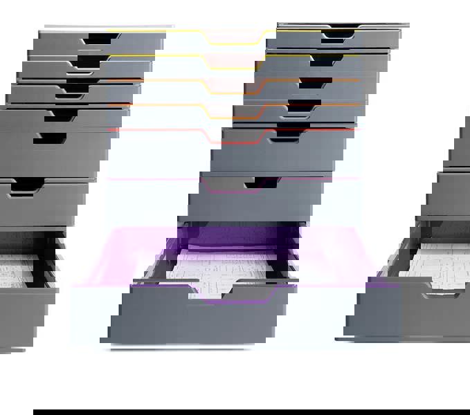 Durable VARICOLOR Desktop Organiser 7 Drawer Colour Coded Modular Storage | A4+