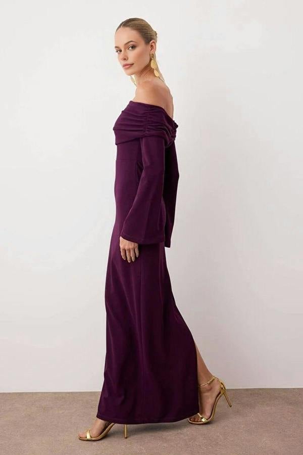 WOVCOR Carmen Collar Maxi Elegant Evening Dress