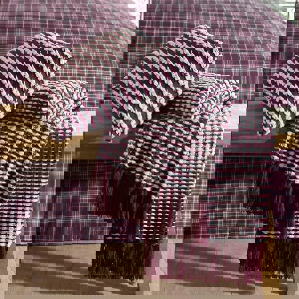 Catherine Lansfield Stab Stitch Blanket Throw Plum