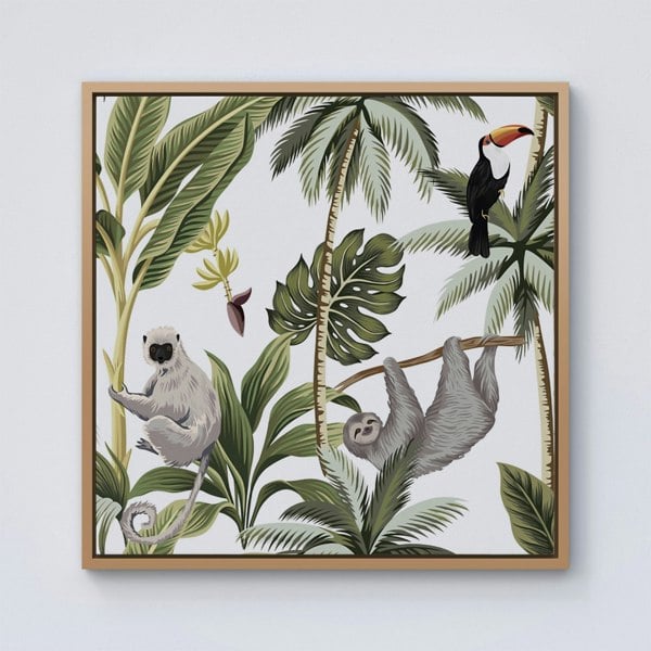 Warren Reed Tropical Sloths Framed Canvas