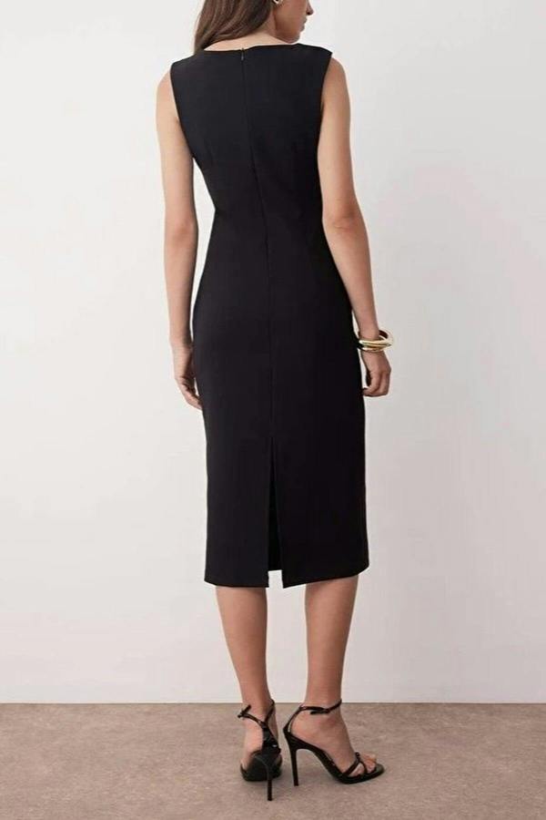 WOVCOR Midi Woven Dress with Accessory Details