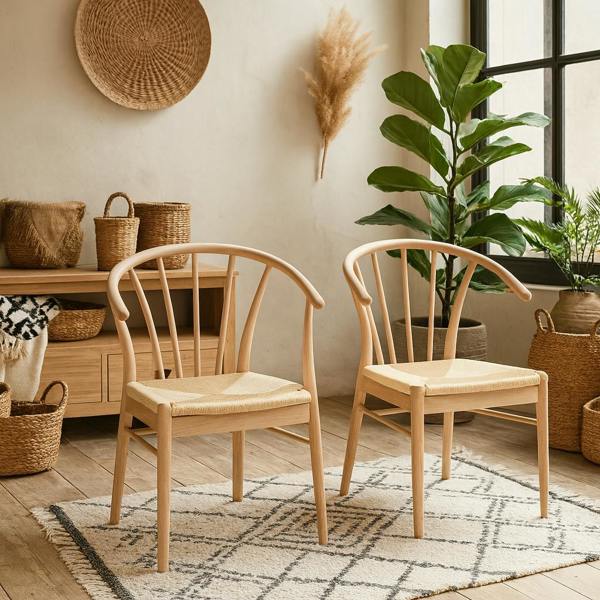 Wyld Haus Set of 2 Buenos Aires White Oak Wood Dining Chair