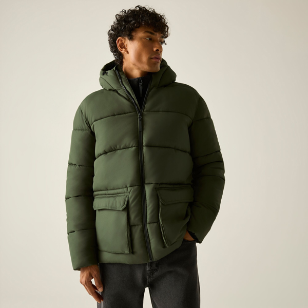 Regatta Mens Marek Short Padded Jacket - Dark Khaki/Black