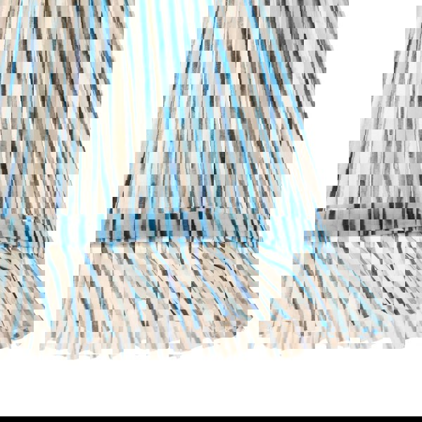 Vintage Blue and White Faux Silk Plated Lamp Shade with Bottom Fringe Image 4